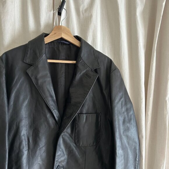 Vintage Y2K GAP Genuine Leather Blazer Jacket size M - Picture 6 of 14